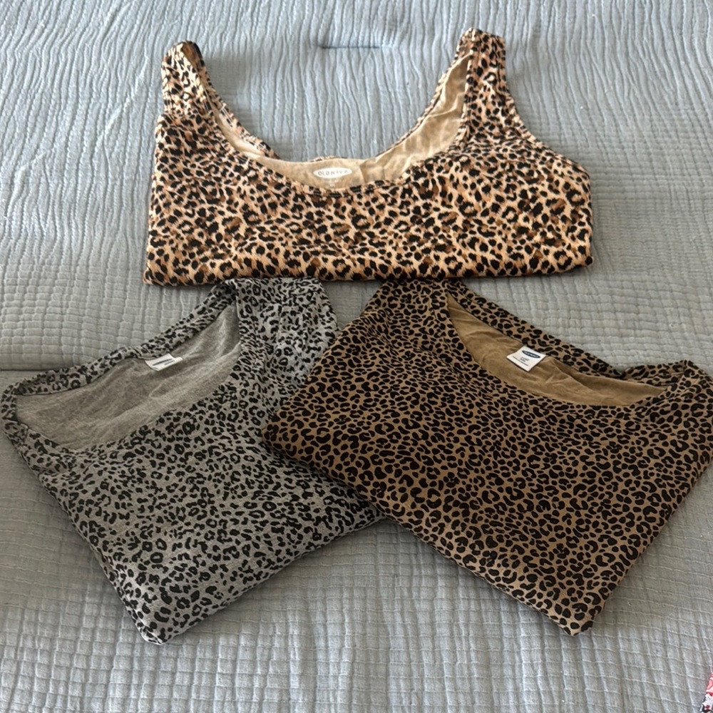 Old Navy Leopard Print Tops Set (3) XXL
